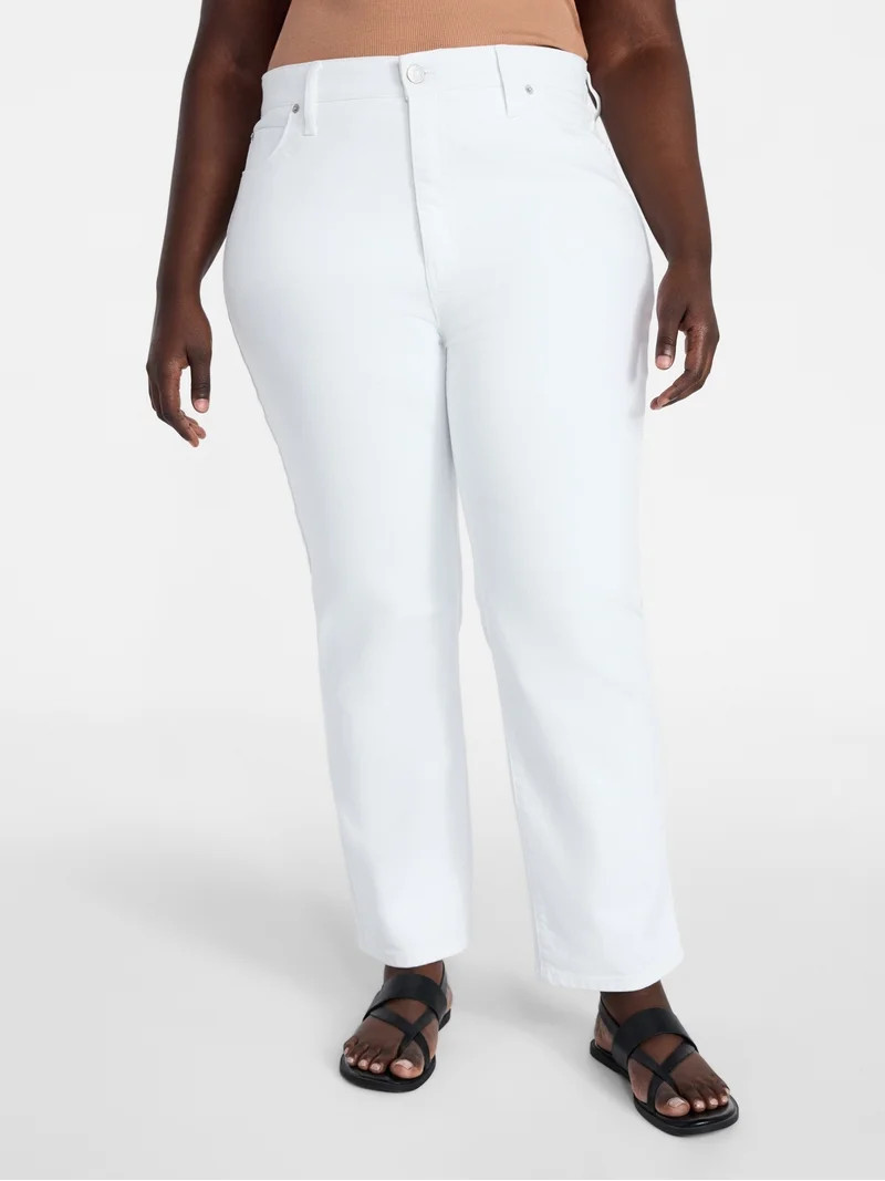 Terra & Sky Women's Plus Signature High Rise Straight Leg Jeans with Control Panel, Sizes 16W-28W... | Walmart (US)