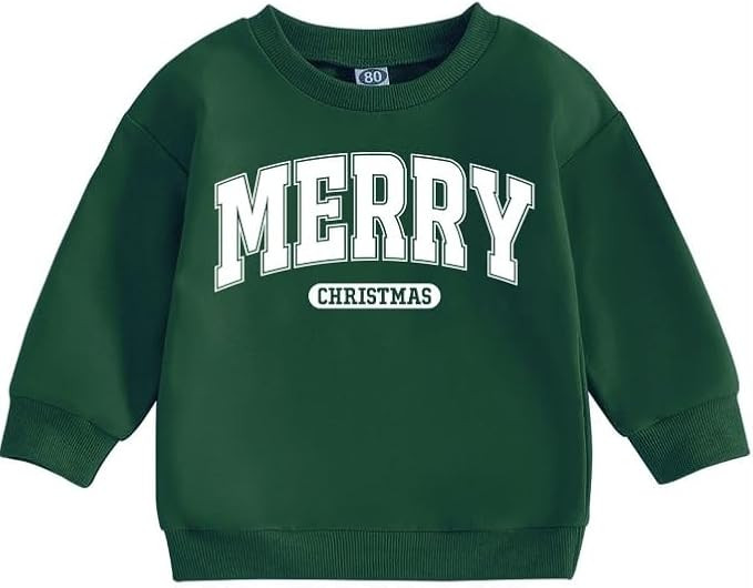 Christmas Outfit for Toddler Baby Girl Boy Christmas Sweatshirt Casual Crewneck Sweater Long Slee... | Amazon (US)