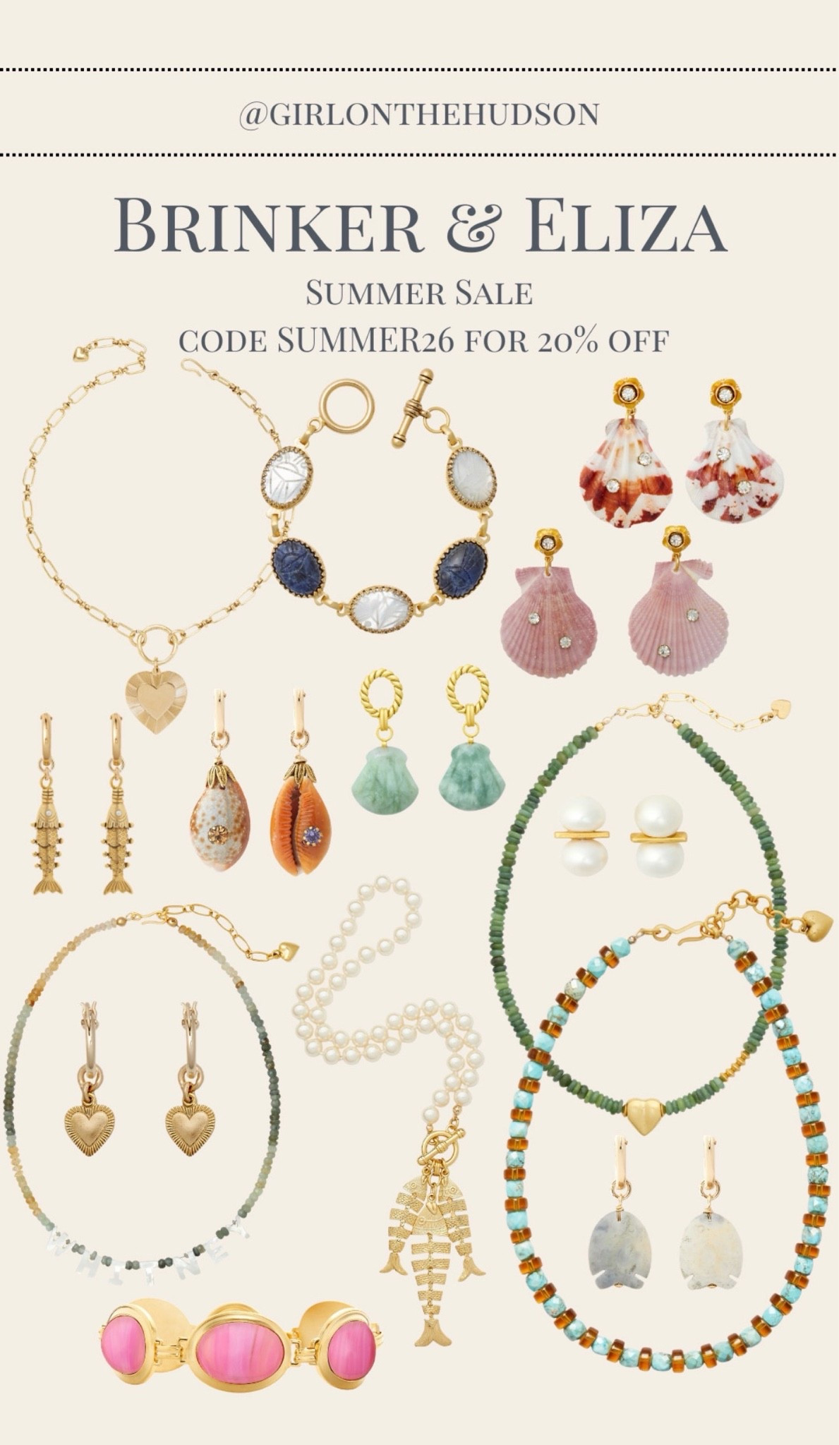 Brinker + Eliza sale! Use code SUMMER26 for 20% off my favorite seasonal coastal-inspired jewelry: the most gorgeous statement necklaces, earrings and bracelets. Linking what I own and love!!

#LTKootd #LTKdayinmylife #LTKSaleAlert