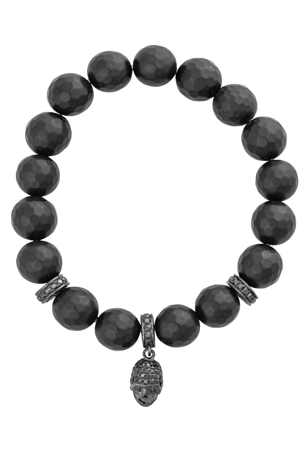Skull Charm Onyx Bead Bracelet | Marissa Collections
