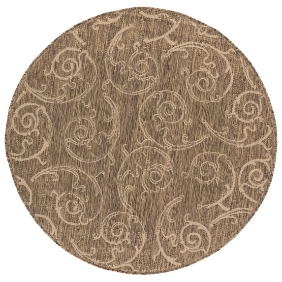 Safavieh Courtyard Daniel Oriental Indoor/Outdoor Area Rug, Brown/Natural, 5'3" x 5'3" Round | Walmart (US)