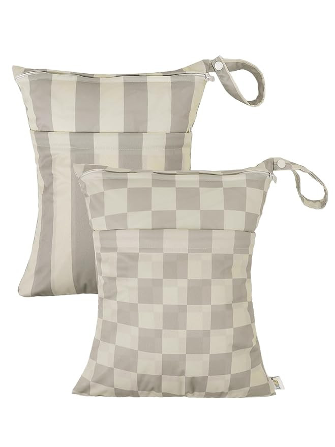 ALVA 2pcs Cloth Diaper Wet Dry Bags Waterproof Reusable with Two Zippered Pockets Travel Beach Po... | Amazon (US)