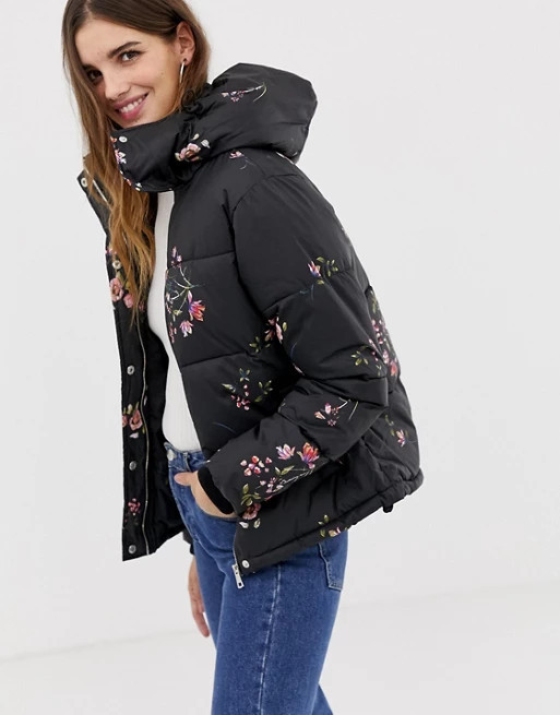 QED London floral printed padded jacket | ASOS UK