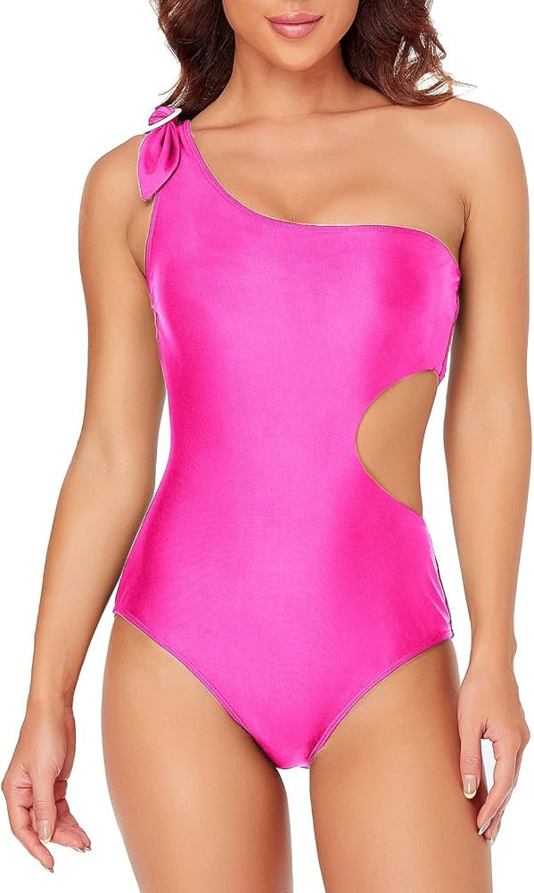 Jodimitty Women One Shoulder Bathing Suit Cut Out Tummy Control One Piece Swimsuit Monokinis Swim... | Amazon (US)