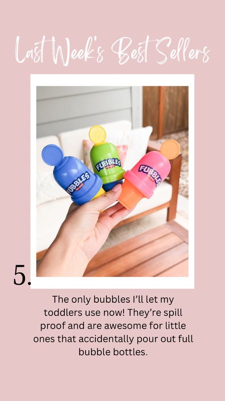 The only bubbles I'll let my toddlers use now! They're spill proof and are awesome for little ones that accidentally pour out full bubble bottles.

#LTKfindsunder50 #LTKkids #LTKhome