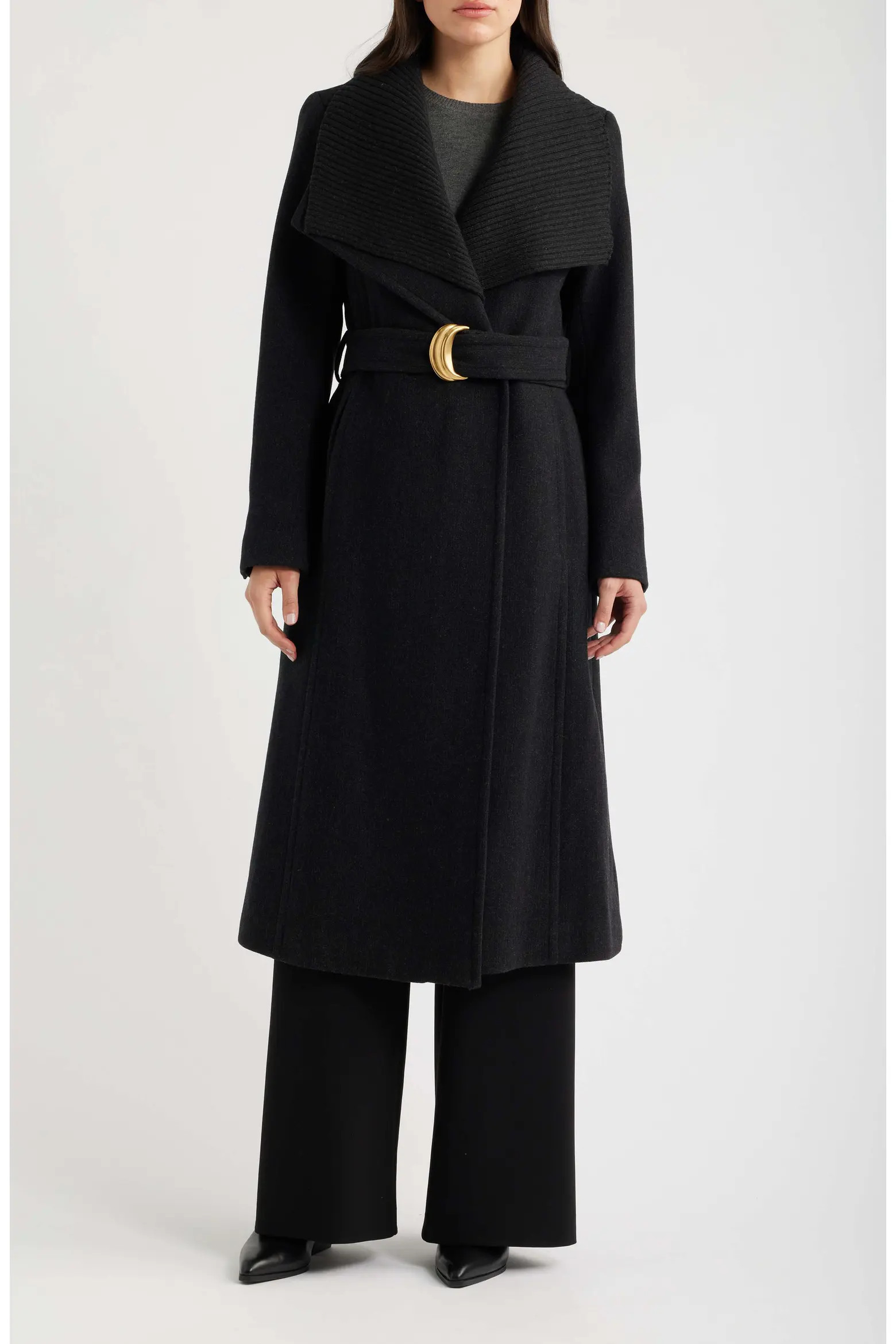 Ribbed Collar Belted Coat (Women) | Nordstrom | Nordstrom