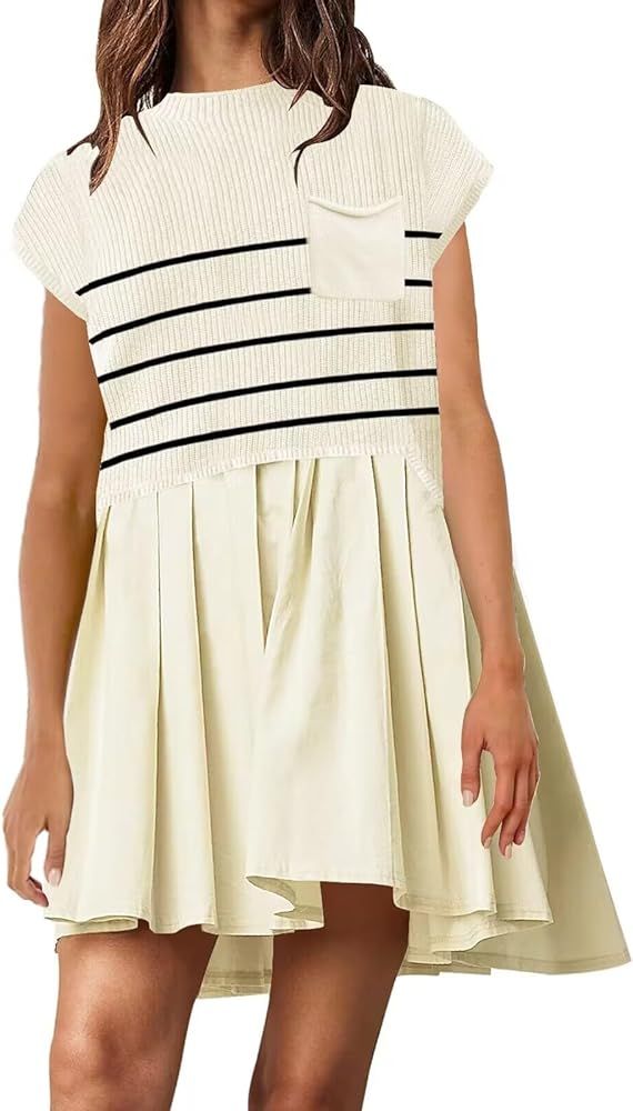 Women's Sleeveless Knit Sweater Tops Summer Dresses Trendy 2024 Cap Sleeve Oversized Pullover Top... | Amazon (US)