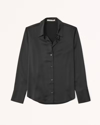 Women's Long-Sleeve Satin Button-Up Shirt | Women's Tops | Abercrombie.com | Abercrombie & Fitch (US)