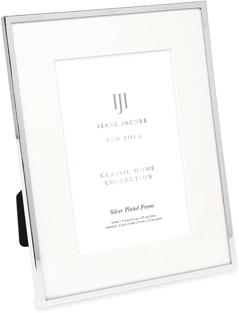 Isaac Jacobs 6x8 (Matted 4x6) Silver Metal Picture Frame, Classic Metal Photo Frame Made For Tabl... | Amazon (US)