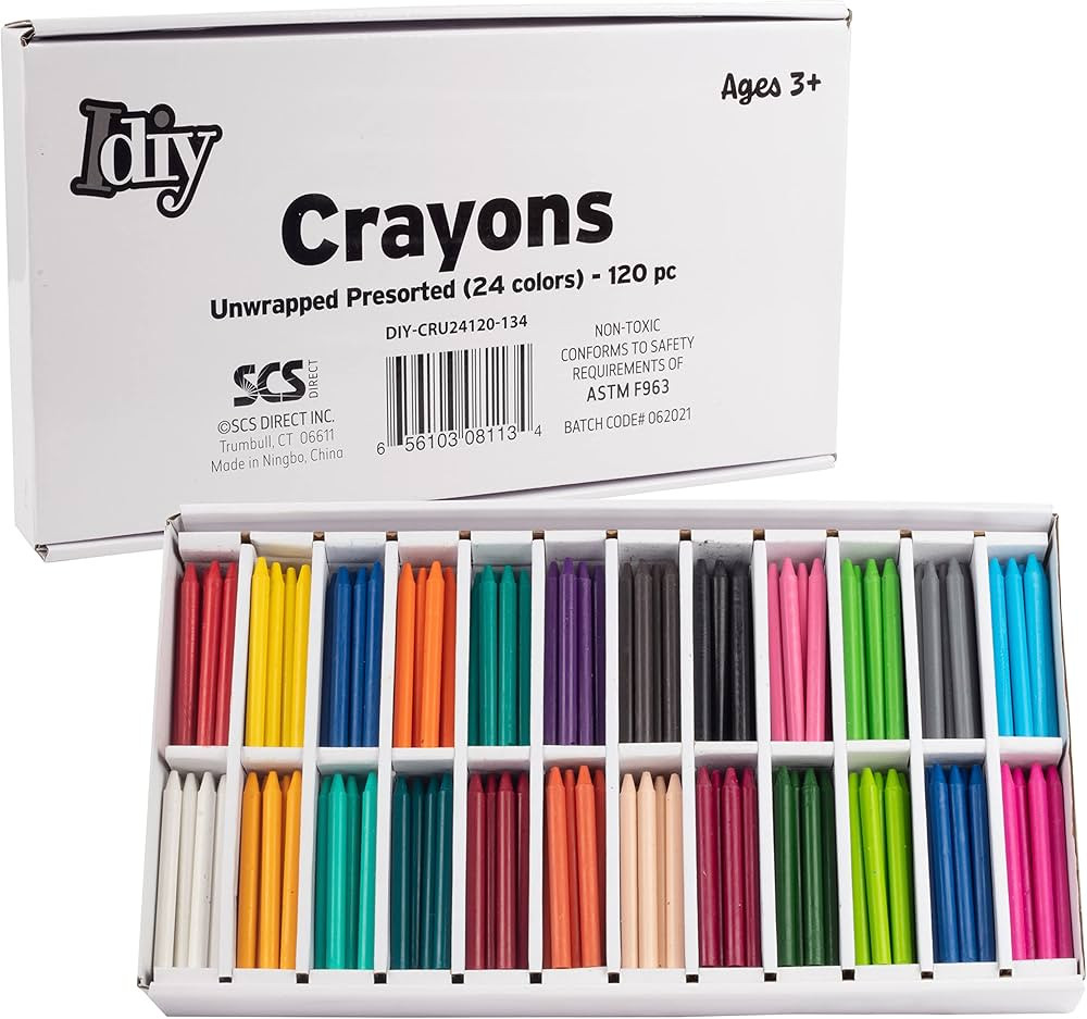 IDIY Unwrapped Bulk Wax Crayons (Pre-sorted 120 ct, 5 each of 24 colors) - No Paper, Safety Teste... | Amazon (US)