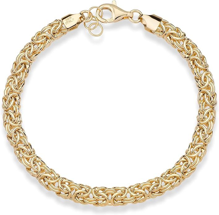 Miabella Italian 18K Gold Over Sterling Silver Byzantine Bracelet for Women, Handmade in Italy | Amazon (US)
