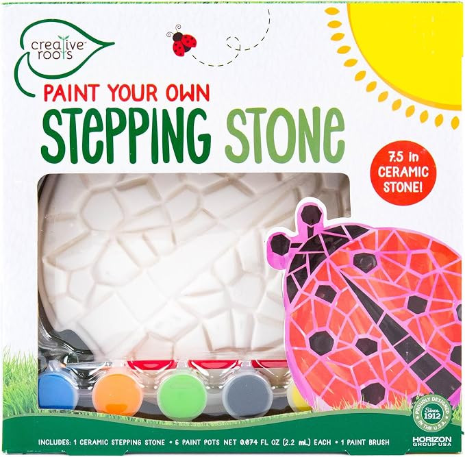 Creative Roots Mosaic Ladybug Stone, Includes 7-Inch Ceramic Stepping Stone & 6 Vibrant Paints, D... | Amazon (US)