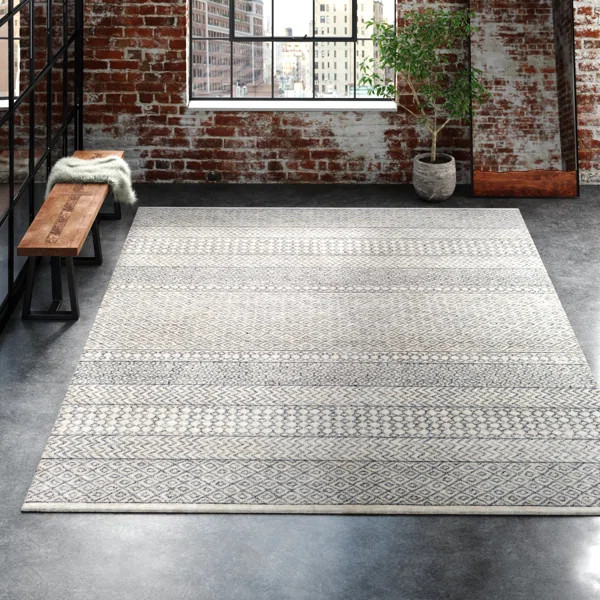 Abdera Hand-Tufted Wool Beige/Ivory/Charcoal Rug | Wayfair North America