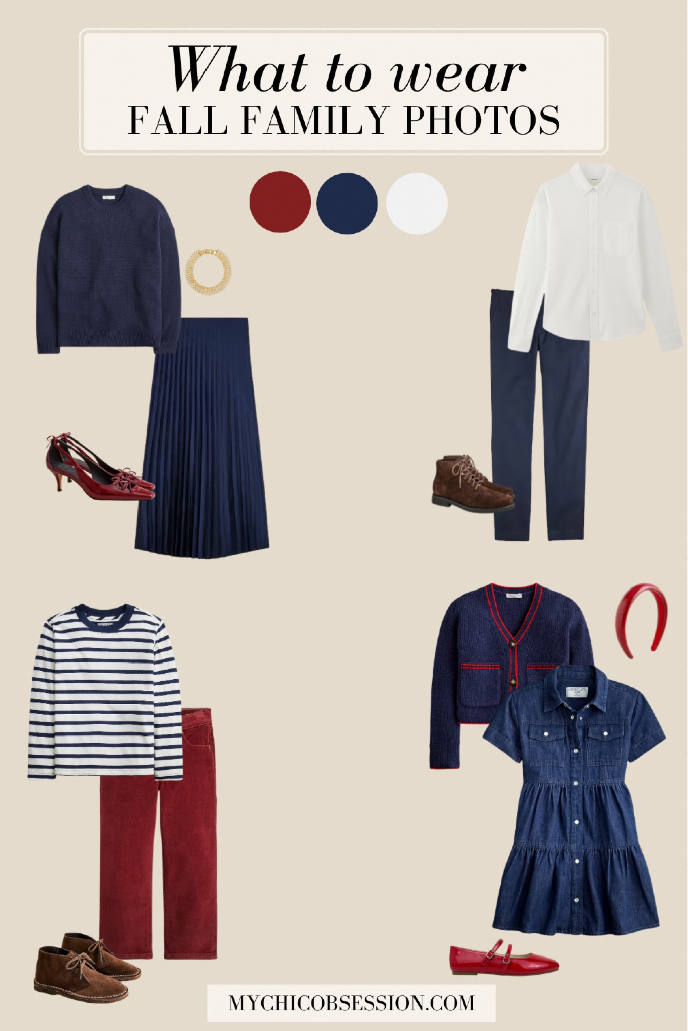 It’s time to plan your fall family photo outfits! Need help on getting started? Here is fall outfit inspiration for the whole family using a navy, red, and white color combo. 

#LTKMens #LTKKids #LTKFamily