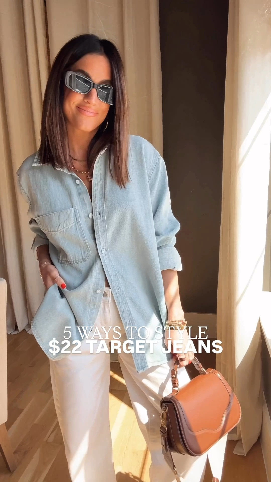 6 ways to style these $22 jeans for spring!🤩👏🏼 jeans run true to size, they hit about an inch below my bellybutton. 

wearing xs in the white button down and grey shirt sleeve top, and small in the chambray, jacket, pink top, and grey button down tank!

#LTKFindsUnder50 #LTKSaleAlert #LTKStyleTip