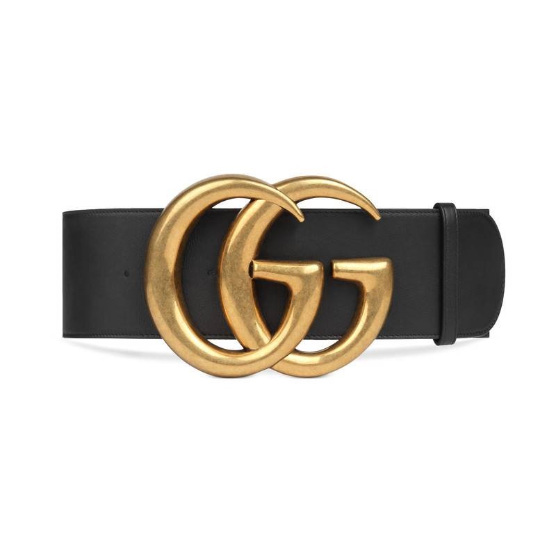 Wide leather belt with Double G | Gucci (US)