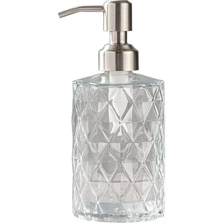 2 Pack Glass Hand Soap Dispenser for Bathroom Kitchen 12 Oz Diamond Design with 304 Rust Proof Stain | Walmart (US)