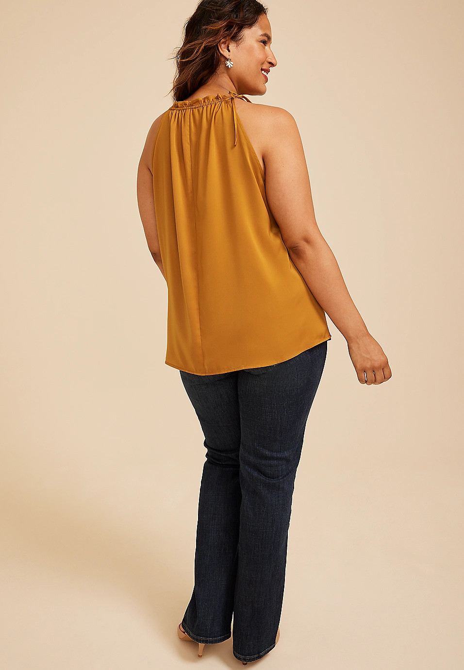 Plus Size Shoulder Tie Halter Tank Top | Maurices