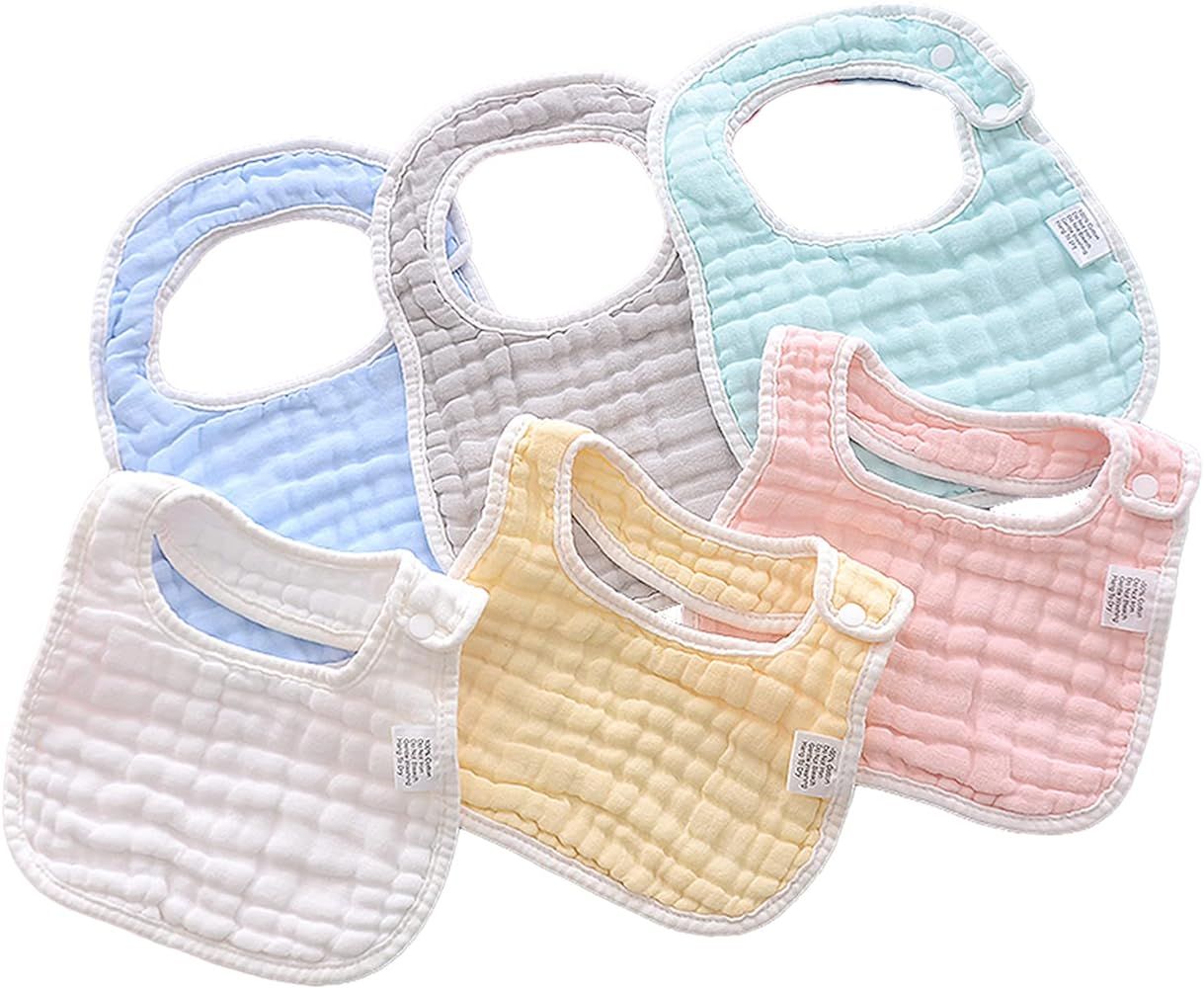 Bibs Muslin unisex-Baby Drool Bibs Lap-shoulder Drool Cloths Adjustable Multi-Use Scarf Bibs 8-Layer | Amazon (US)