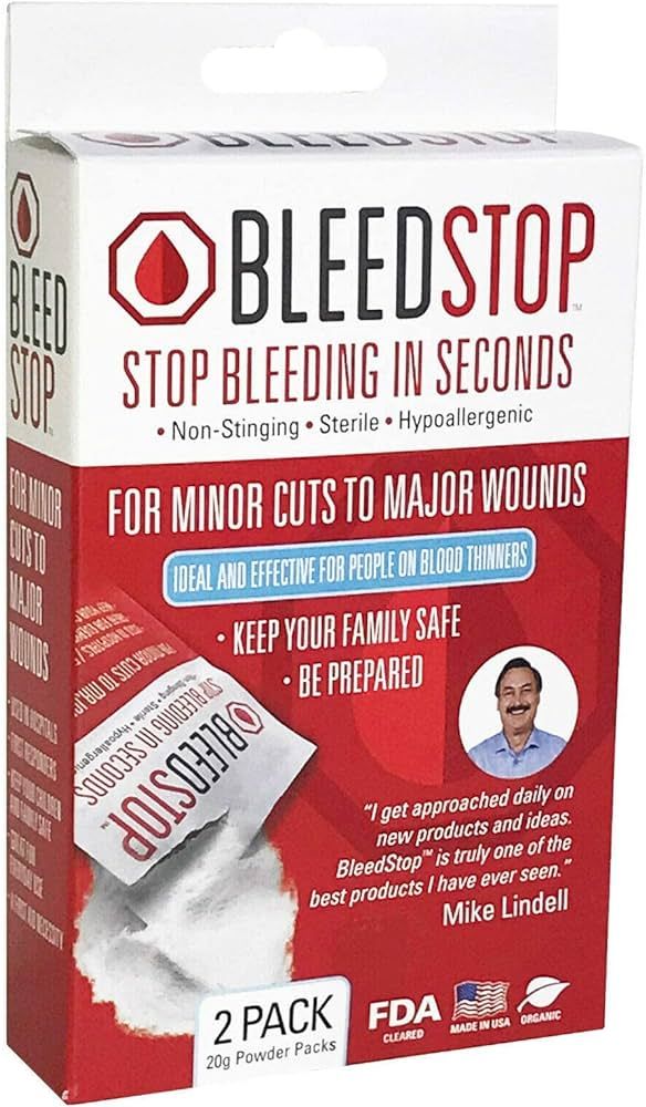 Bleedstop Stop Bleeding in Seconds Emergency First Aid for Home Kids and Family (2) 20g Powder Pa... | Amazon (US)