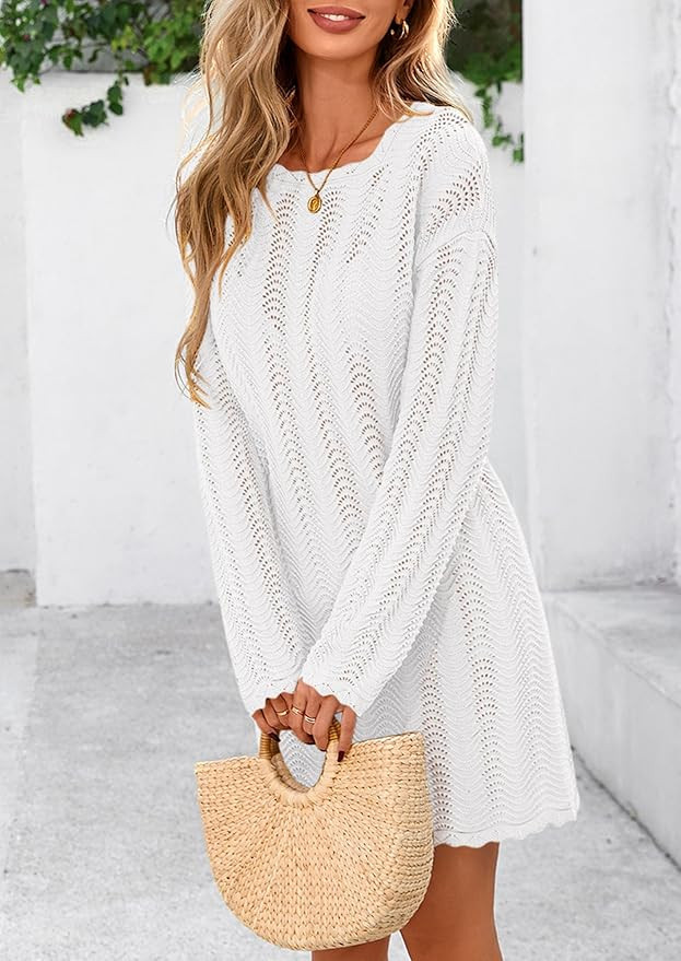 PRETTYGARDEN Women's Swimsuit Cover Ups 2025 Summer Bathing Suit Swimwear Crochet Knit Hollow Out... | Amazon (US)