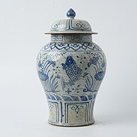 Handmade 41" Ceramic Ginger Jar w/Lid - Classic Chinese Style Porcelain Jar Tea Storage for Home ... | Amazon (US)