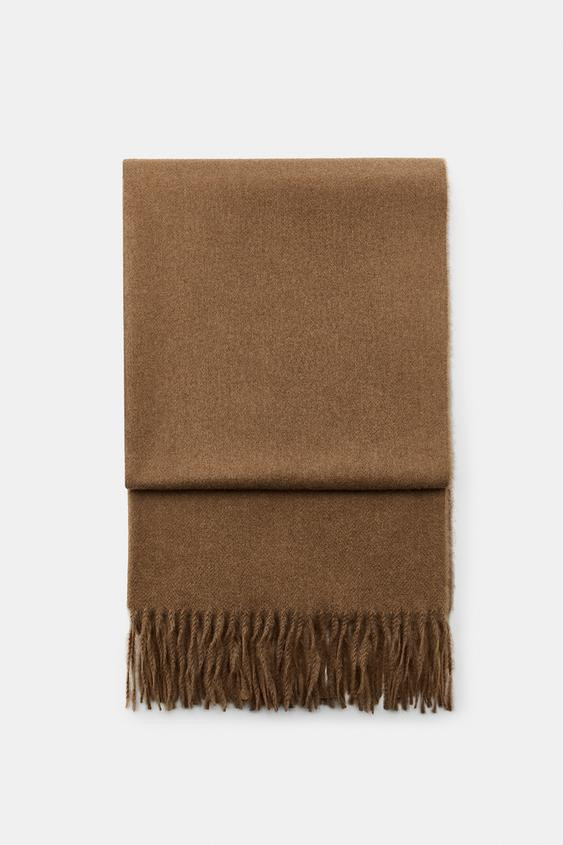 PLAIN FRINGED SCARF | Zara US