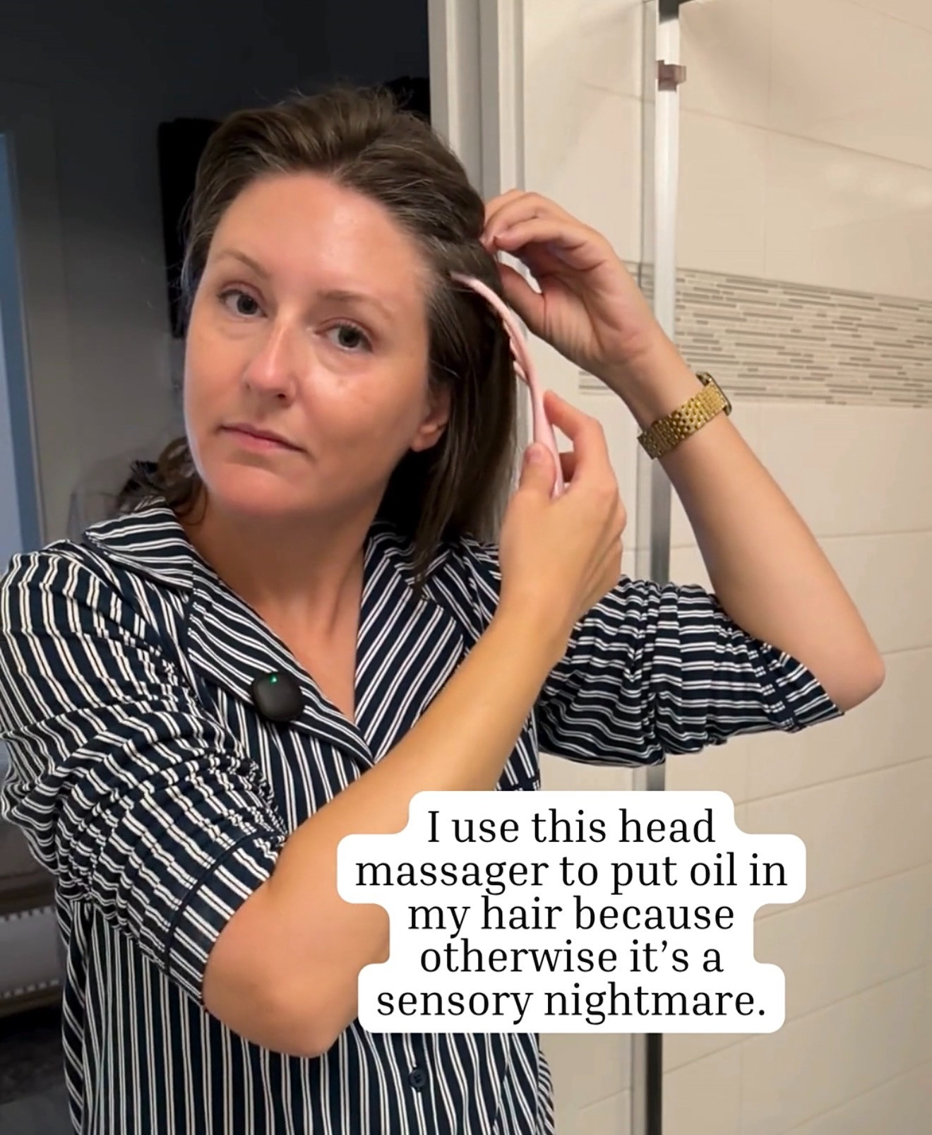 This scalp massager is one of those inexpensive little finds that feels way more luxurious than it is. Whether you're applying a scalp serum, shampooing your hair, or just need a few minutes to relax, it gives the most satisfying scalp massage without tangling your hair. I love using it to really work in my hair oil (no sticky hands!), but it's also great on dry hair when I need a quick stress-relief moment. It feels amazing, takes up almost no space, and is also super affordable. 

 #LTKOver40 #LTKBeauty