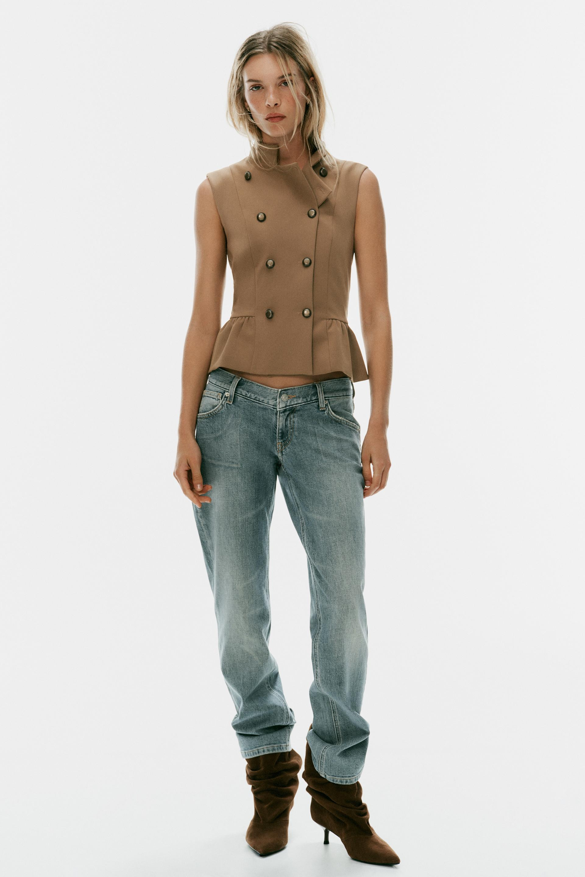 BUTTONED PEPLUM VEST TOP | Zara US
