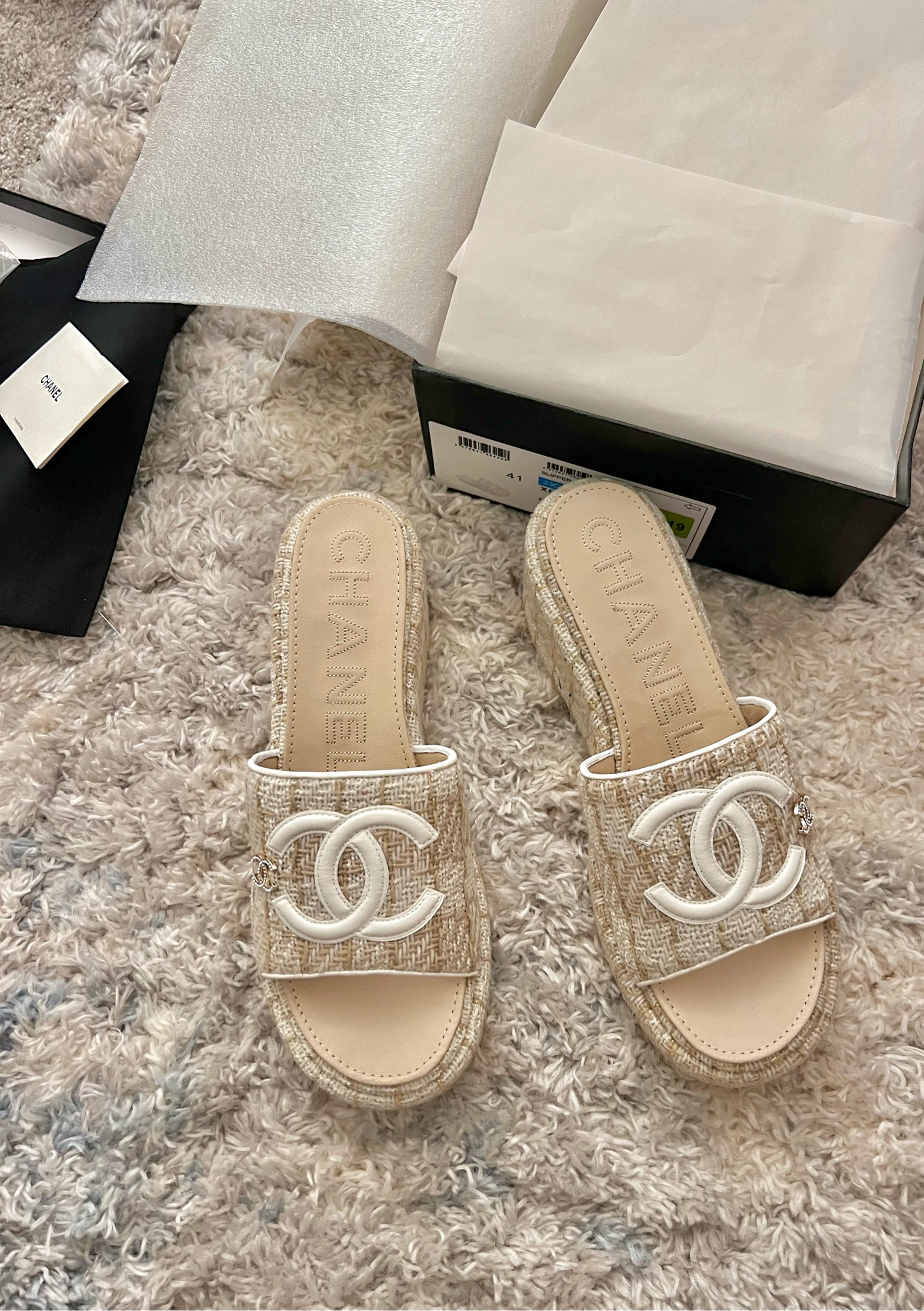 Chanel tweed platform sandals. Comes with box, different colors available’ they’re true to size 

#LTKshoecrush #LTKunder100 #LTKstyletip