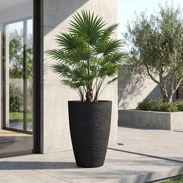 Japi Lead Round Modern Outdoor Planter, Extra Large | At Home