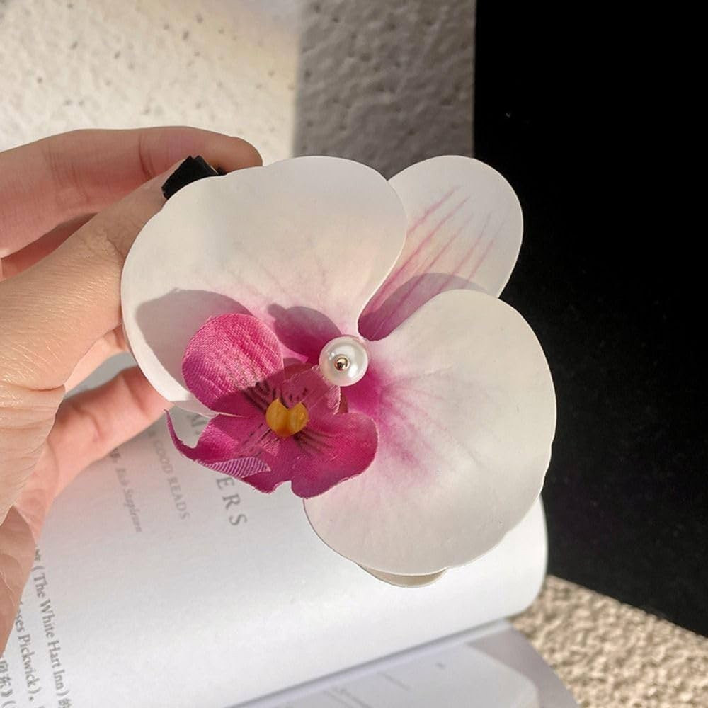 Generic Pink Orchid Flower Hair Clip, Flower Hairpin Side Barrettes Hair Ornament Pink Orchid Flo... | Amazon (US)