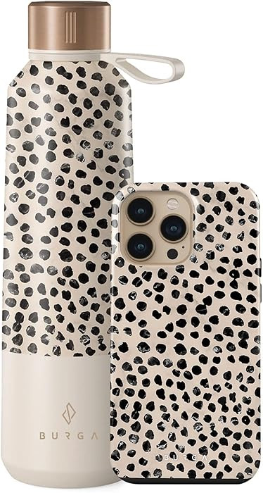 BURGA Bundle of iPhone 14 Pro Phone Case and Insulated Water Bottle (17oz) Almond Latte Pattern ... | Amazon (US)