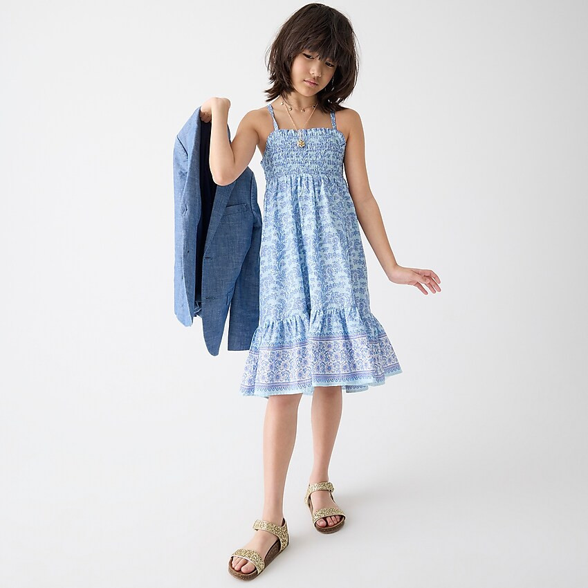 Girls' Lurex® cross-back dress in block print | J. Crew US