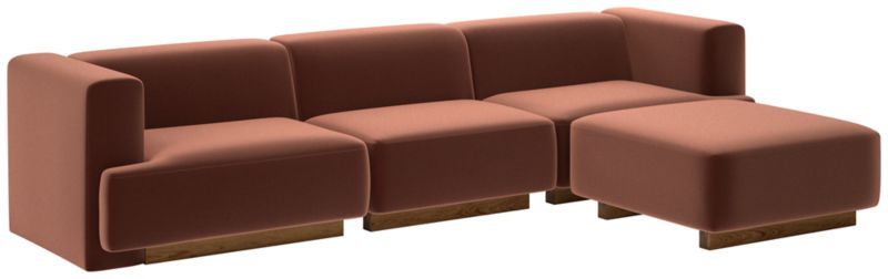 Terrain Modern 4-Piece L-Shaped Bronze Brown Velvet Sectional Sofa | CB2 | CB2