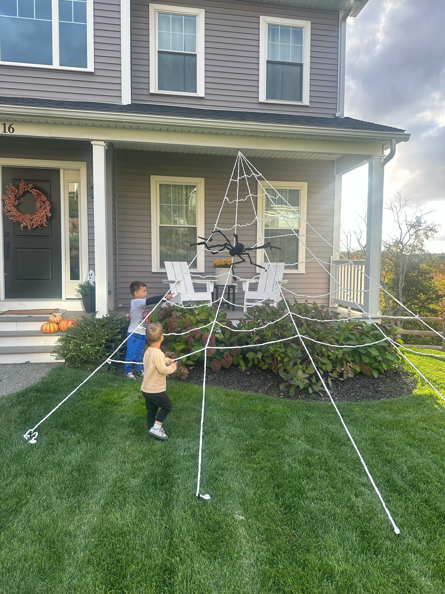$20 spider web and spider kit! Stakes into the ground and hooks onto a window or hook. So easy to install and looks cute! 

#LTKSeasonal
