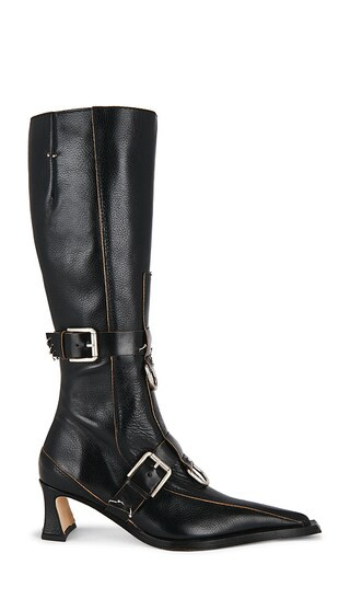 Eliya Buckled Tall Boots in Black | Revolve Clothing (Global)