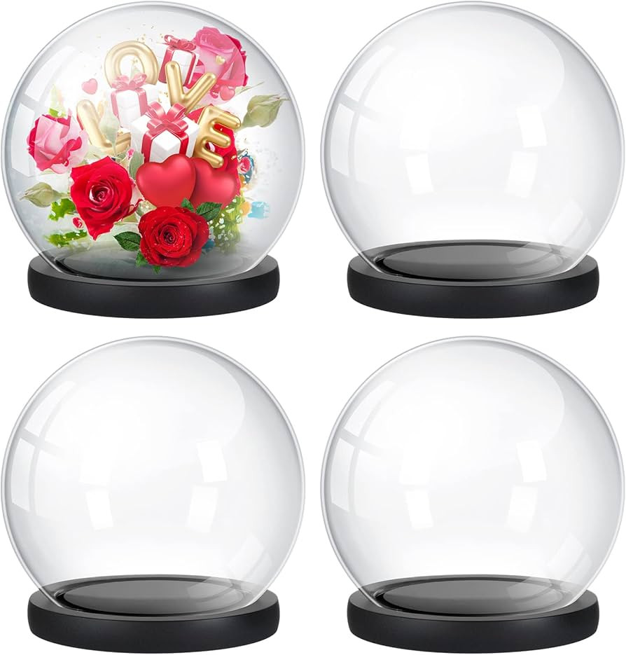 4 Pieces Glass Dome Glass Display Showcase Glass Globe Glass Display Dome with Wood Base DIY Craf... | Amazon (US)