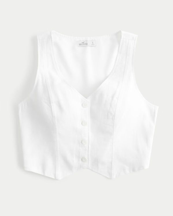 Women's Linen Blend Vest | Women's Matching Sets | HollisterCo.com | Hollister (US)