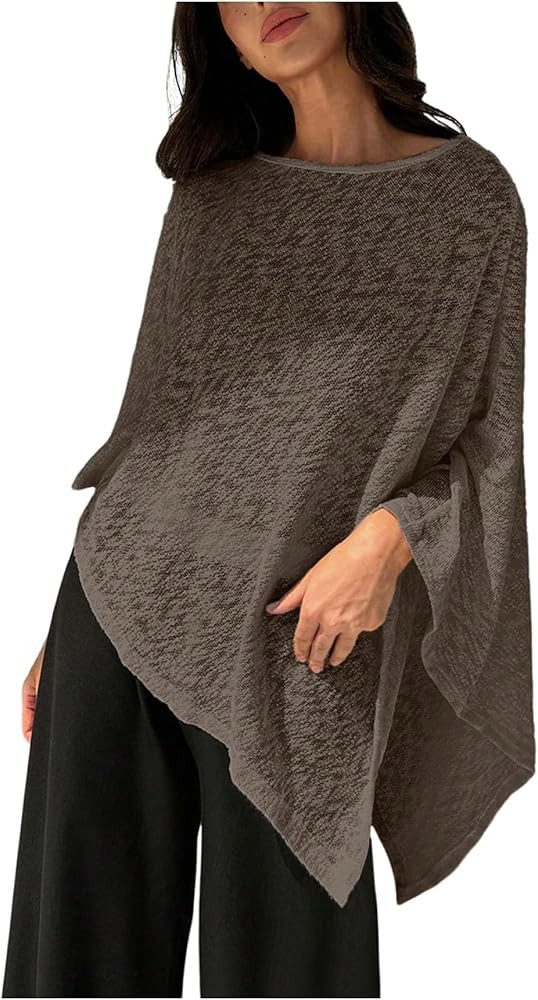 MakeMeChic Ponchos for Women Sheer Poncho Sweater Shawl Wraps Coverup | Amazon (US)