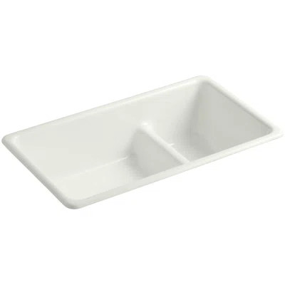 Iron Tones 33" L x 18.75" W Large/Medium Double-Bowl Kitchen Sink Kohler Finish: Dune | Wayfair North America