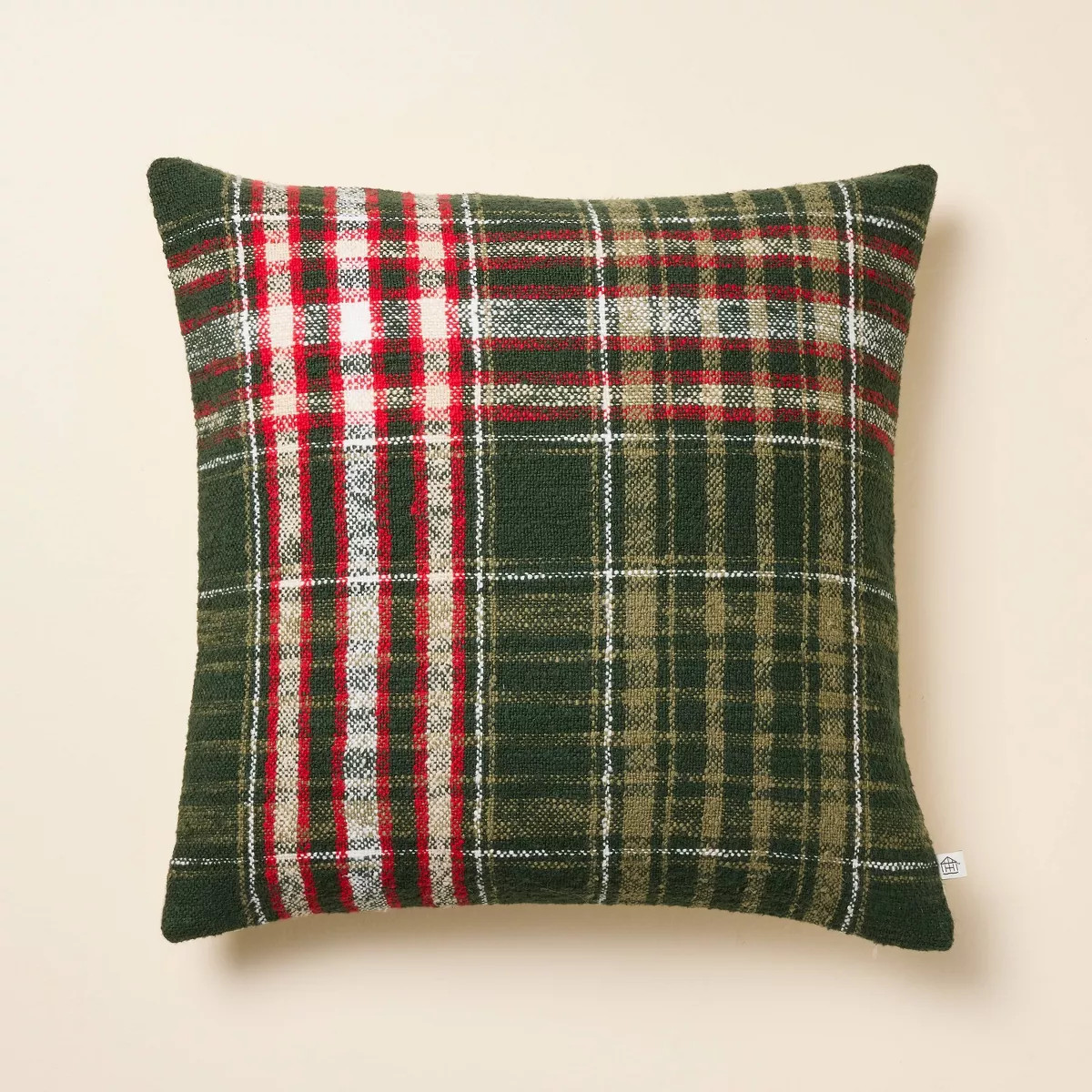 18"x18" Christmas Plaid Woven Square Throw Pillow - Hearth & Hand™ with Magnolia | Target