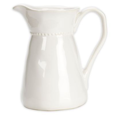 Modern Farmhouse Organic Bead Pitcher in White | Bed Bath & Beyond | Bed Bath & Beyond