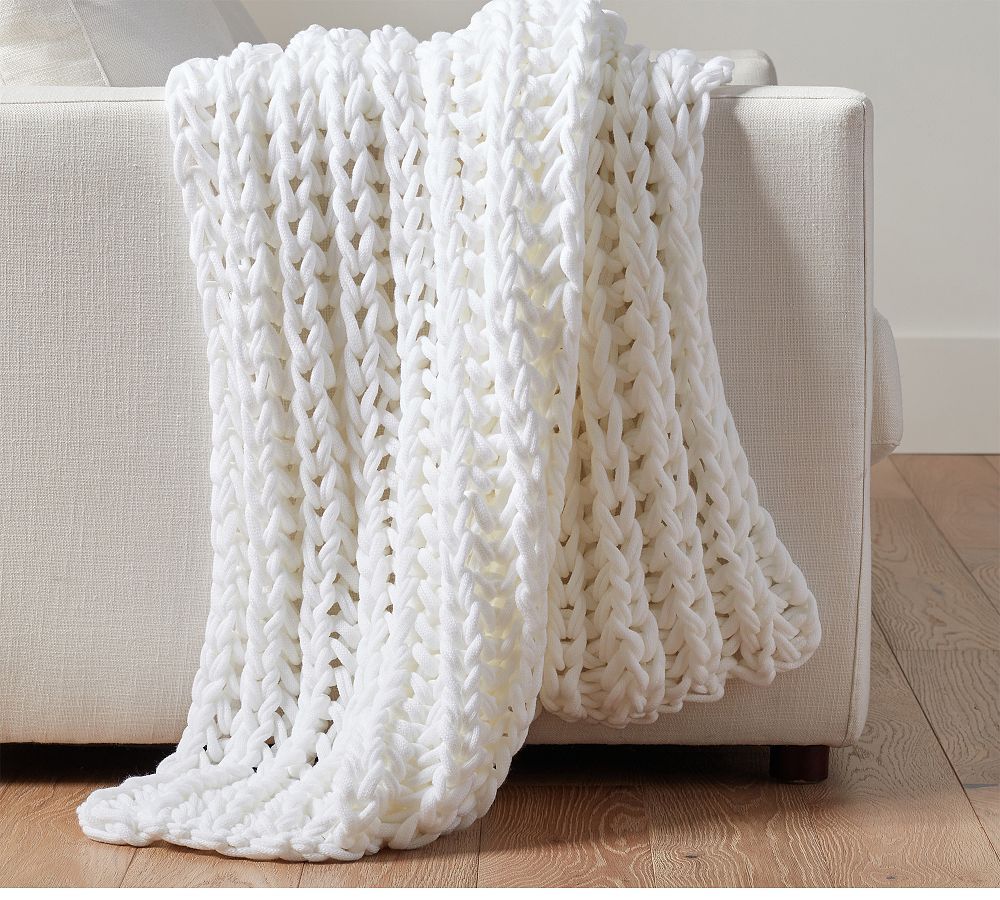 Colossal Ribbed Handknit Throw Blanket | Pottery Barn (US)