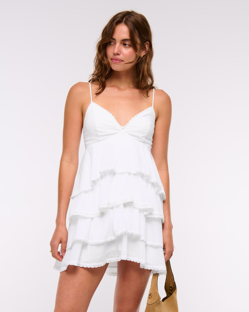 Women's V-Neck Ruffle Tiered Mini Dress | Women's Dresses & Jumpsuits | Abercrombie.com | Abercrombie & Fitch (US)