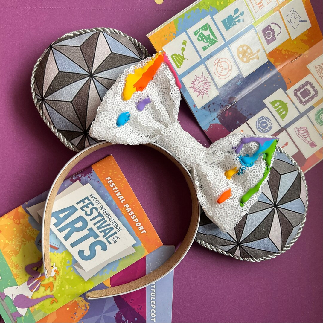 Festival of the Arts Paint Splatter With Spaceship Earth Inspired Mickey Ears - Etsy | Etsy (US)