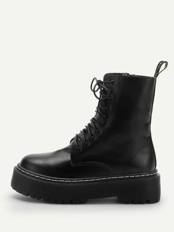 Solid Lace Up Boots | SHEIN