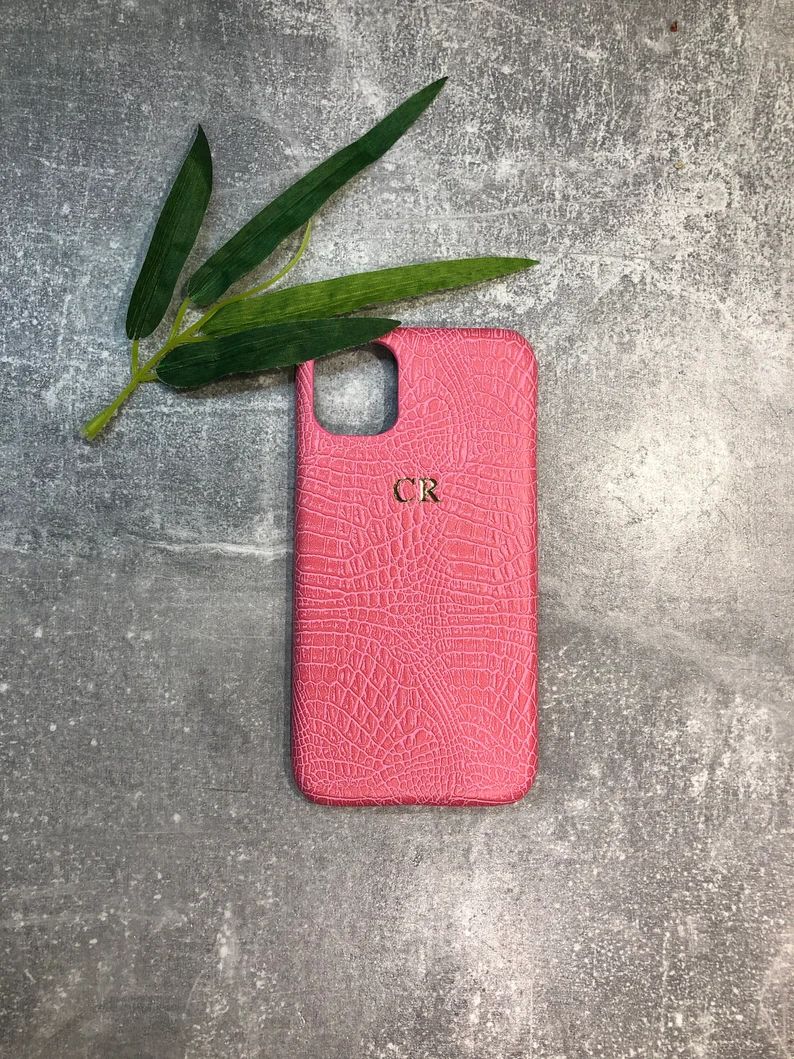 iPhone 11 Pro Max PU leather croc style phone case personalised with name or initials | phone cas... | Etsy (US)