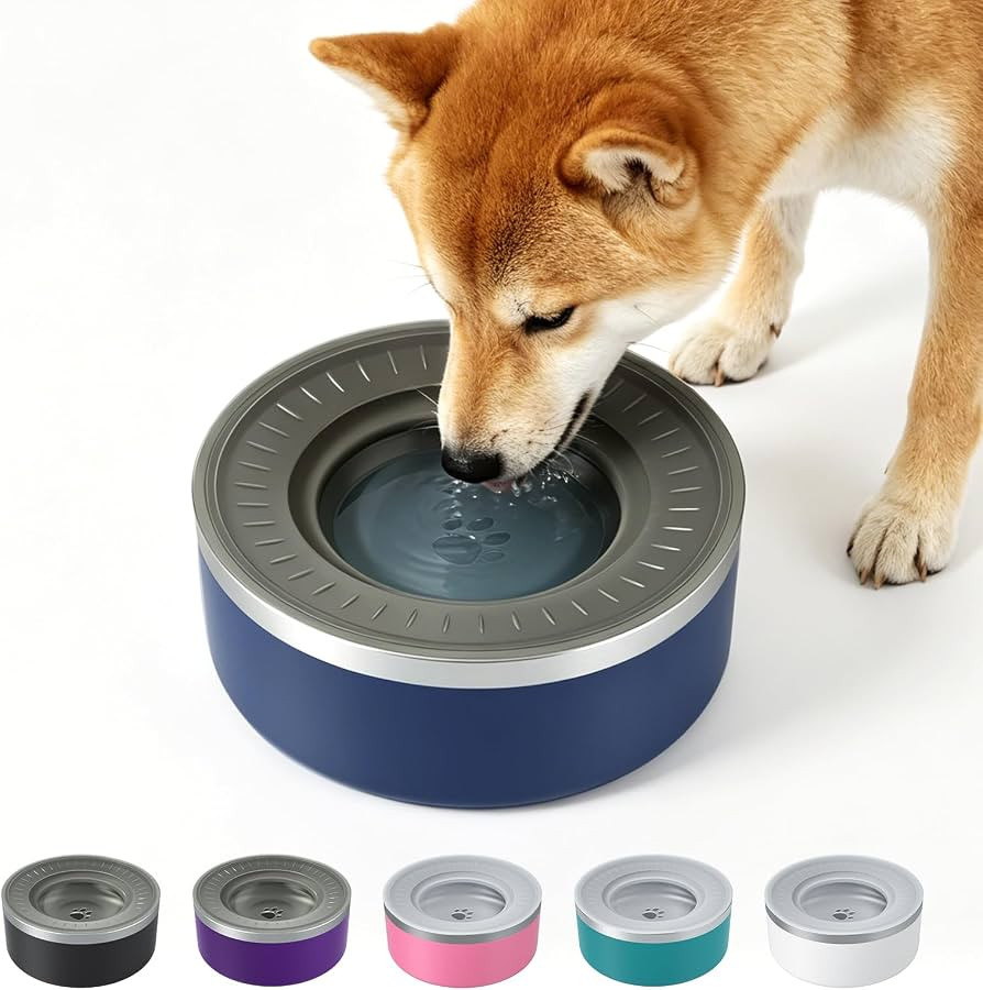 WENBOKMIN Stainless Steel Dog Water Bowl No Spill Detachable, 64oz, Blue | Slow Drinking Dog Bowl... | Amazon (US)