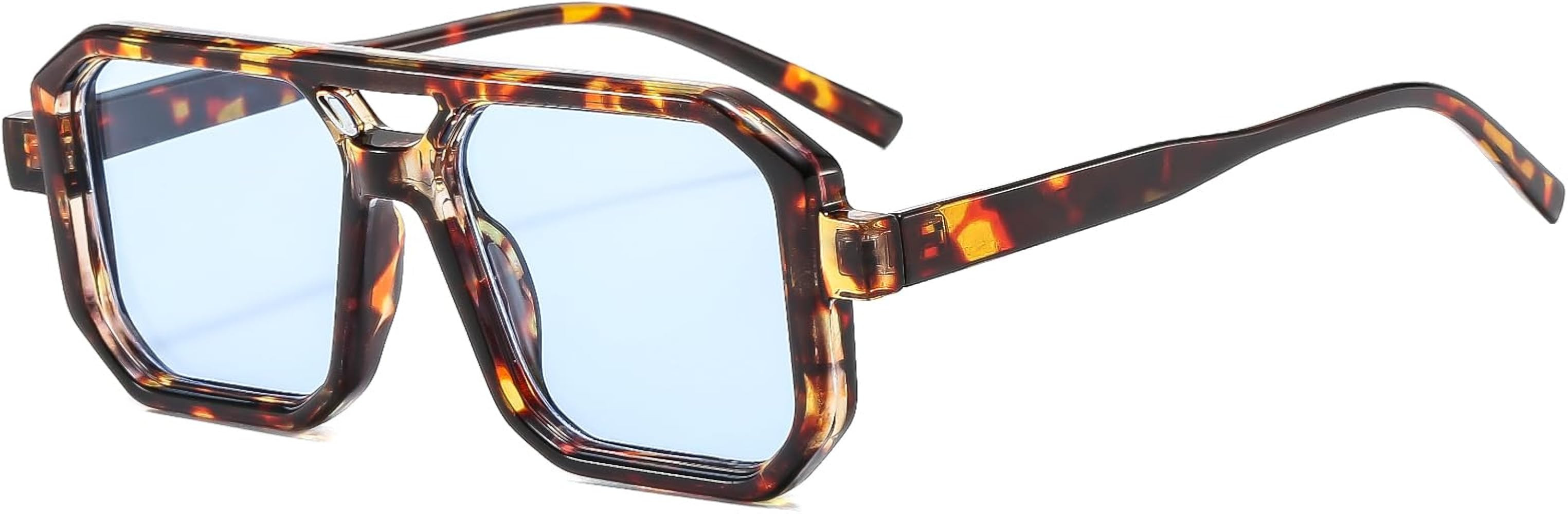 Long Keeper Retro Pilot Sonnenbrille Herren Damen 70er Jahre Flache Vintage Quadratische Doppel B... | Amazon (DE)